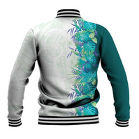 Hawaii Tropical Plant Teal Baseball Jacket Vibrant Polynesian Pattern LT01 - Polynesian Pride