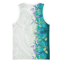 Hawaii Tropical Plant Teal Basketball Jersey Vibrant Polynesian Pattern LT01 - Polynesian Pride