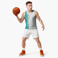 Hawaii Tropical Plant Teal Basketball Jersey Vibrant Polynesian Pattern LT01 - Polynesian Pride