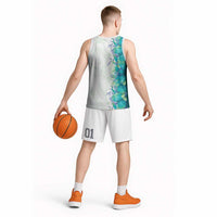 Hawaii Tropical Plant Teal Basketball Jersey Vibrant Polynesian Pattern LT01 - Polynesian Pride