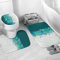 Hawaii Tropical Plant Teal Bathroom Set Vibrant Polynesian Pattern LT01 Mat Set Only (3 pcs) One Size Teal - Polynesian Pride