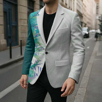 Hawaii Tropical Plant Teal Blazer Vibrant Polynesian Pattern LT01 - Polynesian Pride