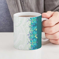 Hawaii Tropical Plant Teal Ceramic Mug Vibrant Polynesian Pattern LT01 - Polynesian Pride