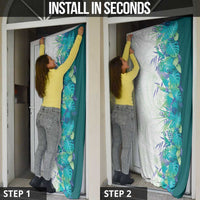 Hawaii Tropical Plant Teal Door Cover Vibrant Polynesian Pattern LT01 - Polynesian Pride
