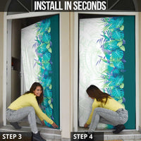 Hawaii Tropical Plant Teal Door Cover Vibrant Polynesian Pattern LT01 - Polynesian Pride