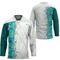Hawaii Tropical Plant Teal Hockey Jersey Vibrant Polynesian Pattern LT01 - Polynesian Pride
