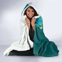Hawaii Tropical Plant Teal Hooded Blanket Vibrant Polynesian Pattern LT01 - Polynesian Pride