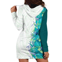 Hawaii Tropical Plant Teal Hoodie Dress Vibrant Polynesian Pattern LT01 - Polynesian Pride