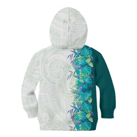 Hawaii Tropical Plant Teal Kid Hoodie Vibrant Polynesian Pattern LT01 - Polynesian Pride