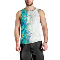Hawaii Tropical Plant Teal Men Tank Top Vibrant Polynesian Pattern LT01 - Polynesian Pride