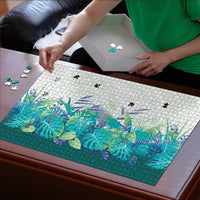 Hawaii Tropical Plant Teal Puzzle Vibrant Polynesian Pattern LT01 - Polynesian Pride