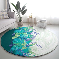 Hawaii Tropical Plant Teal Round Carpet Vibrant Polynesian Pattern LT01 - Polynesian Pride