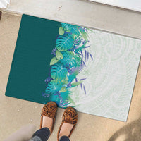 Hawaii Tropical Plant Teal Rubber Doormat Vibrant Polynesian Pattern LT01 - Polynesian Pride