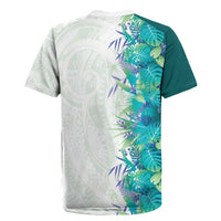 Hawaii Tropical Plant Teal Rugby Jersey Vibrant Polynesian Pattern LT01 - Polynesian Pride