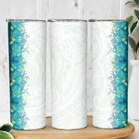 Hawaii Tropical Plant Teal Skinny Tumbler Vibrant Polynesian Pattern LT01 - Polynesian Pride