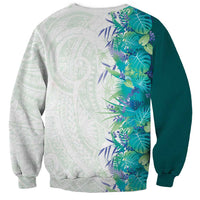 Hawaii Tropical Plant Teal Sweatshirt Vibrant Polynesian Pattern LT01 - Polynesian Pride