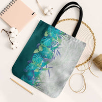 Hawaii Tropical Plant Teal Tote Bag Vibrant Polynesian Pattern LT01 Black Strap One Size Teal - Polynesian Pride