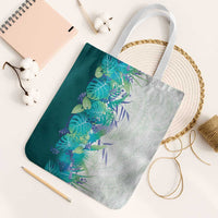 Hawaii Tropical Plant Teal Tote Bag Vibrant Polynesian Pattern LT01 White Strap One Size Teal - Polynesian Pride
