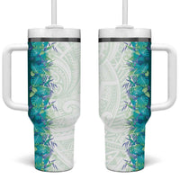 Hawaii Tropical Plant Teal Tumbler With Handle Vibrant Polynesian Pattern LT01 One Size: 40 oz Teal - Polynesian Pride