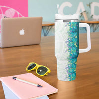 Hawaii Tropical Plant Teal Tumbler With Handle Vibrant Polynesian Pattern LT01 - Polynesian Pride