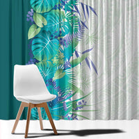 Hawaii Tropical Plant Teal Window Curtain Vibrant Polynesian Pattern LT01 - Polynesian Pride