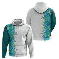 Hawaii Tropical Plant Teal Zip Hoodie Vibrant Polynesian Pattern LT01 - Polynesian Pride