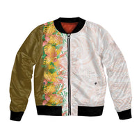 Hawaii Tropical Plant Lenalena Bomber Jacket Vibrant Polynesian Pattern LT01 Unisex Yellow - Polynesian Pride