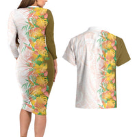 Hawaii Tropical Plant Lenalena Couples Matching Long Sleeve Bodycon Dress and Hawaiian Shirt Vibrant Polynesian Pattern LT01 - Polynesian Pride