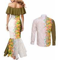 Hawaii Tropical Plant Lenalena Couples Matching Mermaid Dress and Long Sleeve Button Shirt Vibrant Polynesian Pattern LT01 - Polynesian Pride