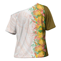 Hawaii Tropical Plant Lenalena Cross Shoulder Shirt Vibrant Polynesian Pattern LT01 - Polynesian Pride