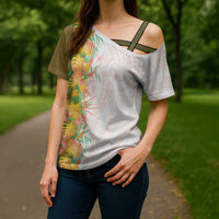 Hawaii Tropical Plant Lenalena Cross Shoulder Shirt Vibrant Polynesian Pattern LT01 - Polynesian Pride