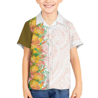 Hawaii Tropical Plant Lenalena Family Matching Short Sleeve Bodycon Dress and Hawaiian Shirt Vibrant Polynesian Pattern