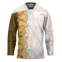Hawaii Tropical Plant Lenalena Hockey Jersey Vibrant Polynesian Pattern LT01 Unisex Yellow - Polynesian Pride