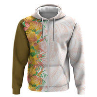 Hawaii Tropical Plant Lenalena Hoodie Vibrant Polynesian Pattern LT01 Zip Hoodie Yellow - Polynesian Pride