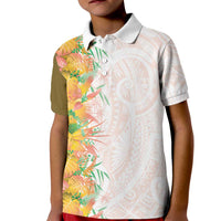 Hawaii Tropical Plant Lenalena Kid Polo Shirt Vibrant Polynesian Pattern LT01 Kid Yellow - Polynesian Pride