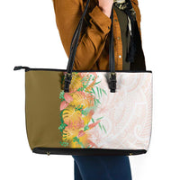 Hawaii Tropical Plant Lenalena Leather Tote Bag Vibrant Polynesian Pattern LT01 - Polynesian Pride
