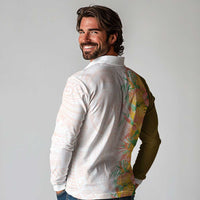Hawaii Tropical Plant Lenalena Long Sleeve Polo Shirt Vibrant Polynesian Pattern LT01 - Polynesian Pride
