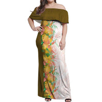 Hawaii Tropical Plant Lenalena Off Shoulder Maxi Dress Vibrant Polynesian Pattern LT01 Women Yellow - Polynesian Pride