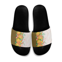 Hawaii Tropical Plant Lenalena Slide Sandals Vibrant Polynesian Pattern LT01 Yellow - Polynesian Pride