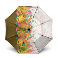 Hawaii Tropical Plant Lenalena Umbrella Vibrant Polynesian Pattern LT01 One Size Folded 11.42 inch Opened Diameter 37.4 inch Yellow - Polynesian Pride