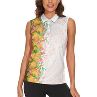 Hawaii Tropical Plant Lenalena Women Sleeveless Polo Shirt Vibrant Polynesian Pattern LT01 - Polynesian Pride