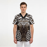 Personalised Maori Kati Mamoe Scrub Top Silver Fern Kowhaiwhai Art LT01 - Polynesian Pride