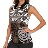 Personalised Maori Kati Mamoe Women Sleeveless Polo Shirt Silver Fern Kowhaiwhai Art LT01 - Polynesian Pride