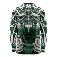 Personalised Maori Ngai Tahu Long Sleeve Shirt Silver Fern Kowhaiwhai Art LT01 - Polynesian Pride