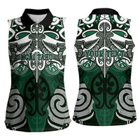 Personalised Maori Ngai Tahu Women Sleeveless Polo Shirt Silver Fern Kowhaiwhai Art LT01 - Polynesian Pride