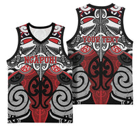 Personalised Maori Ngapuhi Basketball Jersey Silver Fern Kowhaiwhai Art LT01 - Polynesian Pride