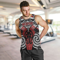 Personalised Maori Ngapuhi Men Tank Top Silver Fern Kowhaiwhai Art LT01 Red - Polynesian Pride