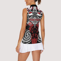 Personalised Maori Ngapuhi Women Sleeveless Polo Shirt Silver Fern Kowhaiwhai Art LT01 - Polynesian Pride