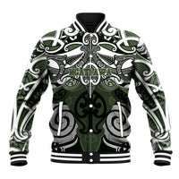 Personalised Maori Ngati Awa Baseball Jacket Silver Fern Kowhaiwhai Art LT01 Unisex Green - Polynesian Pride
