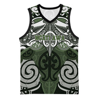 Personalised Maori Ngati Awa Basketball Jersey Silver Fern Kowhaiwhai Art LT01 Unisex Green - Polynesian Pride